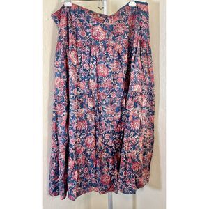 Y2K VNTG Chaps Denim Floral Tiered Gypsy Prairie Maxi Skirt Size 16